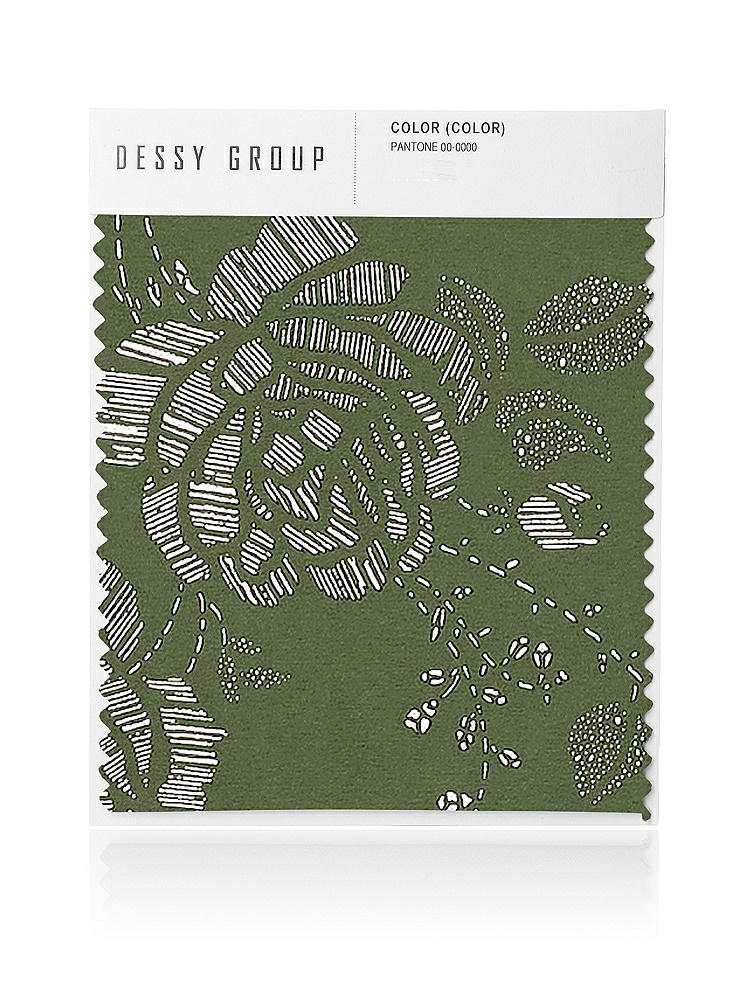 Front View - Olive / Gold Embossed Gilt Floral Satin Twill Swatches