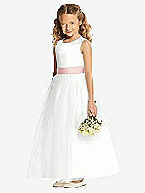 Front View Thumbnail - White & Rose Flower Girl Dress FL4002