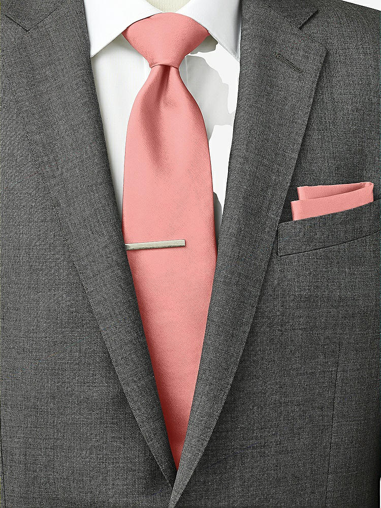 Back View - Apricot Peau de Soie Pocket Squares by After Six