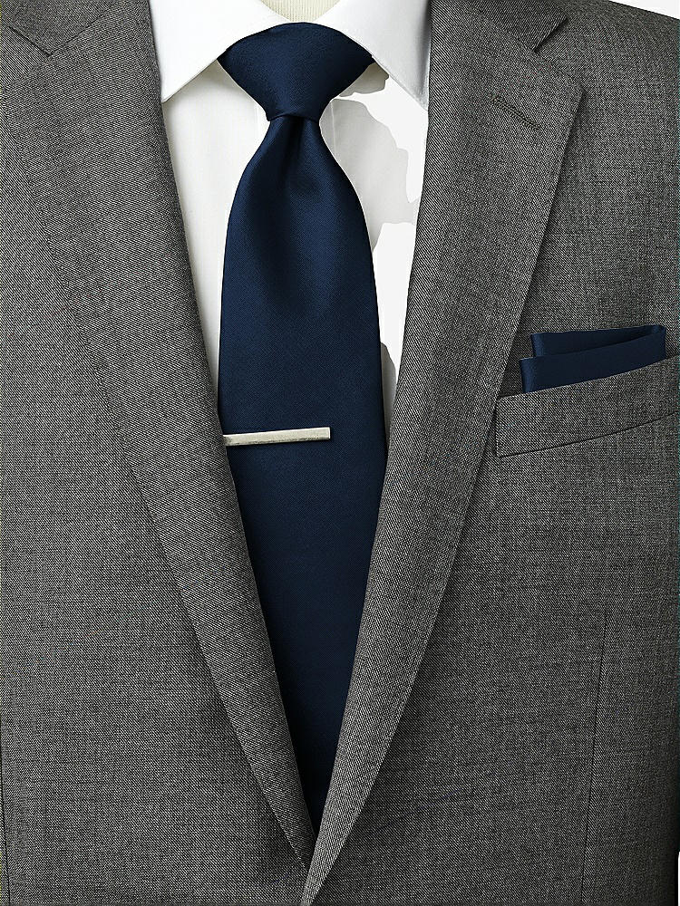 Back View - Midnight Navy Peau de Soie Pocket Squares by After Six