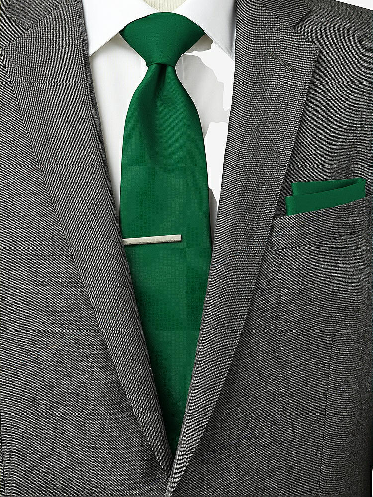 Back View - Pine Green Peau de Soie Pocket Squares by After Six