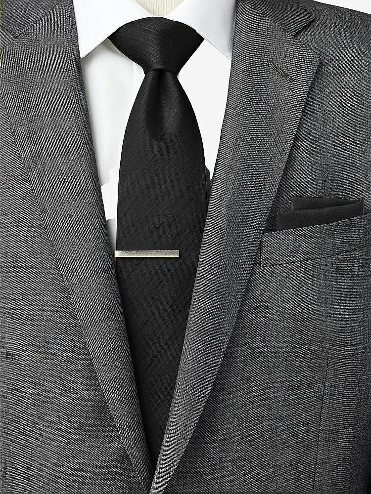 Back View - Black Dupioni Pocket Squares by After Six