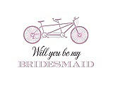 Front View Thumbnail - Hyacinth (iridescent Taffeta) & Aubergine Will You Be My Bridesmaid Card - Bike