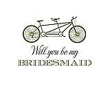 Front View Thumbnail - Olive & Aubergine Will You Be My Bridesmaid Card - Bike