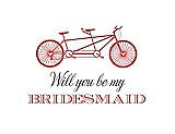 Front View Thumbnail - Perfect Coral & Aubergine Will You Be My Bridesmaid Card - Bike