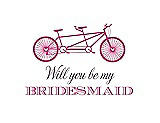 Front View Thumbnail - Fuchsia & Aubergine Will You Be My Bridesmaid Card - Bike