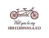 Front View Thumbnail - Ribbon Red & Aubergine Will You Be My Bridesmaid Card - Bike
