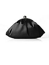 Front View Thumbnail - Black Gathered Satin Clutch