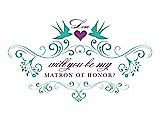 Front View Thumbnail - Pantone Turquoise & Orchid Will You Be My Matron of Honor Card - Classic