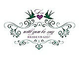 Front View Thumbnail - Pine Green & Orchid Will You Be My Bridesmaid Card - Classic