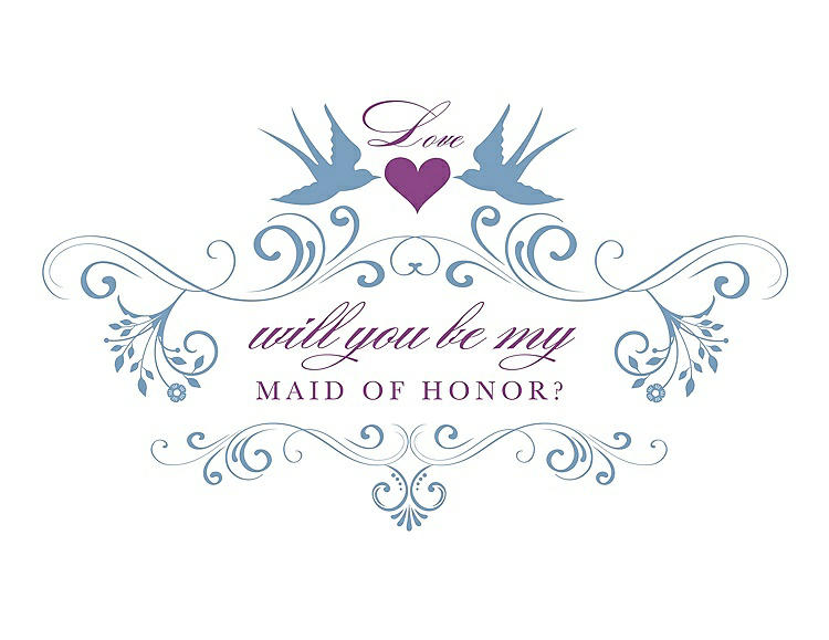 Front View - Windsor Blue & Orchid Will You Be My Maid of Honor Card - Classic