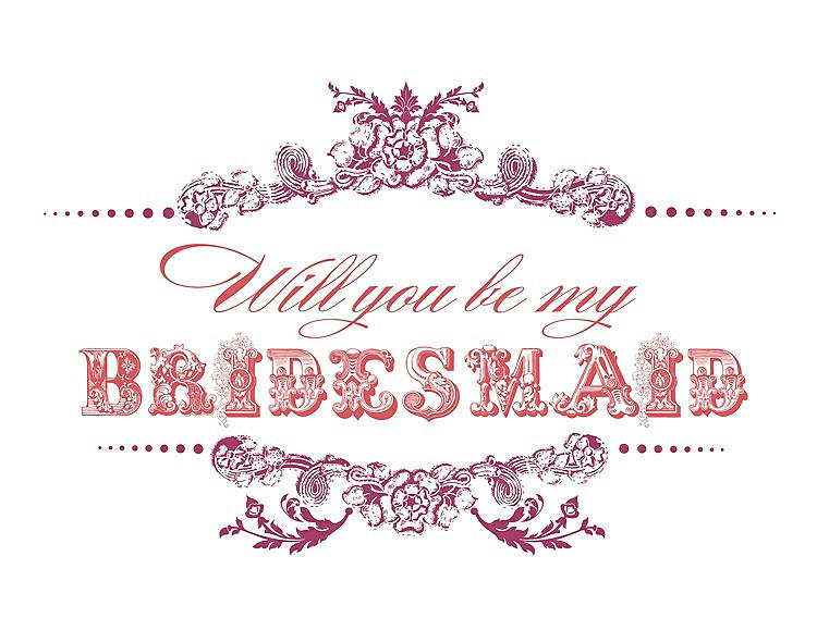 Front View - Berry Twist & Perfect Coral Will You Be My Bridesmaid Card - Vintage