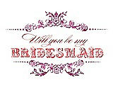 Front View Thumbnail - Cerise & Perfect Coral Will You Be My Bridesmaid Card - Vintage