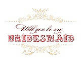 Front View Thumbnail - Corn Silk & Perfect Coral Will You Be My Bridesmaid Card - Vintage
