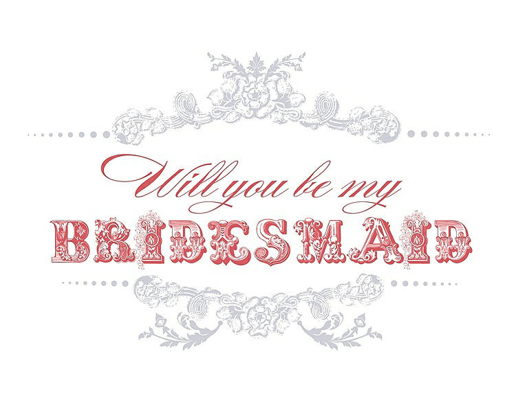 Front View - Dove & Perfect Coral Will You Be My Bridesmaid Card - Vintage