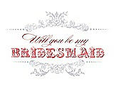Front View Thumbnail - Dove & Perfect Coral Will You Be My Bridesmaid Card - Vintage