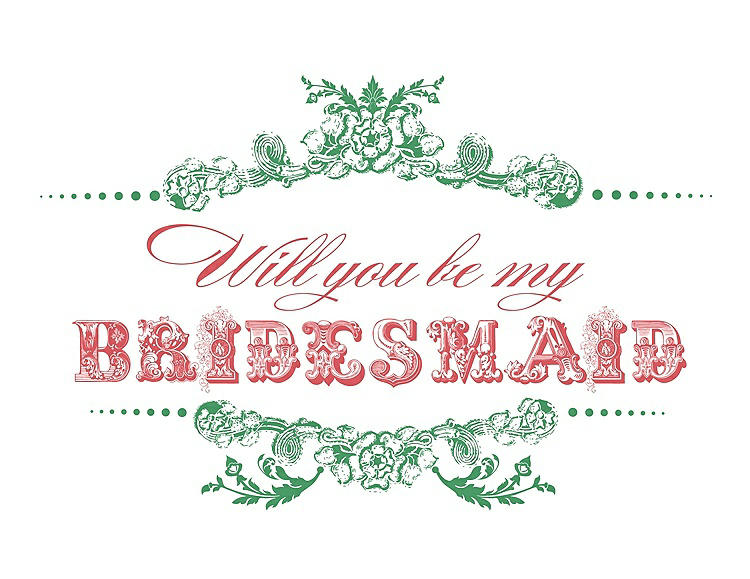 Front View - Juniper & Perfect Coral Will You Be My Bridesmaid Card - Vintage