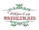 Front View Thumbnail - Juniper & Perfect Coral Will You Be My Bridesmaid Card - Vintage