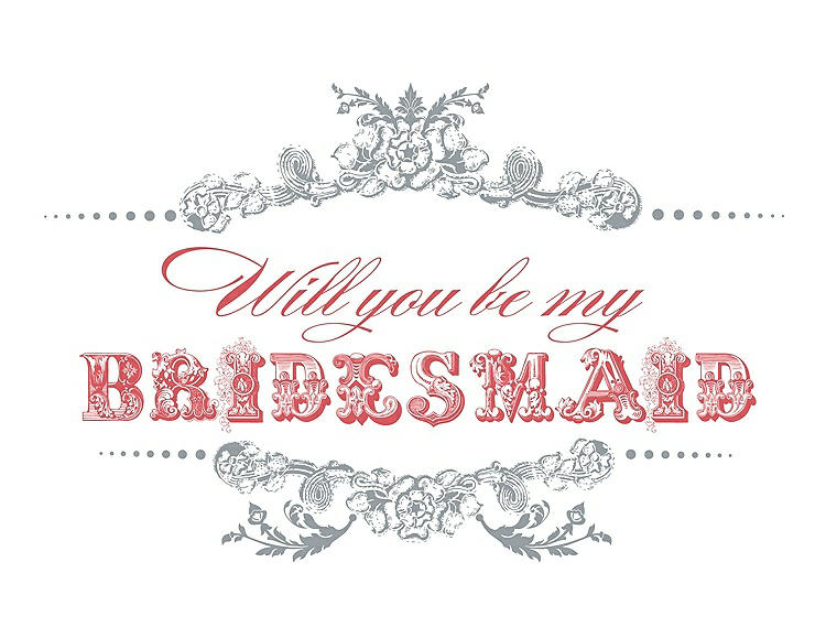Front View - Mystic & Perfect Coral Will You Be My Bridesmaid Card - Vintage