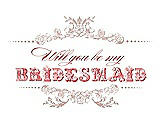 Front View Thumbnail - Pearl Pink & Perfect Coral Will You Be My Bridesmaid Card - Vintage
