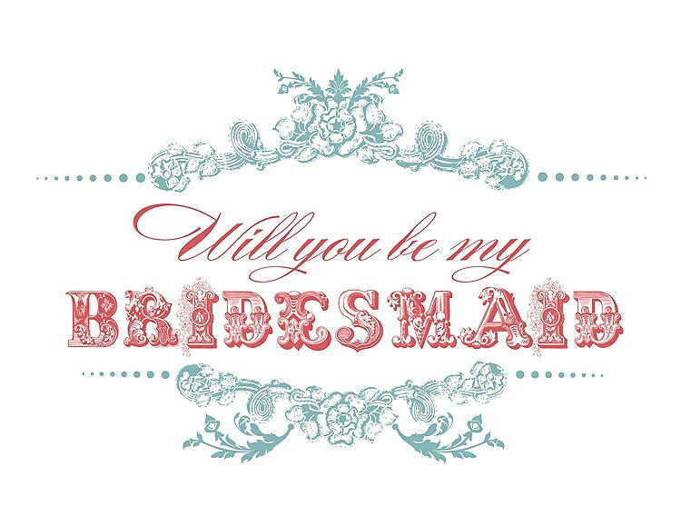 Front View - Seaside & Perfect Coral Will You Be My Bridesmaid Card - Vintage