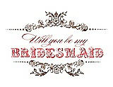 Front View Thumbnail - Almond & Perfect Coral Will You Be My Bridesmaid Card - Vintage