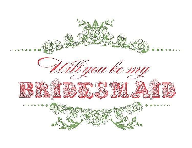 Front View - Apple Slice & Perfect Coral Will You Be My Bridesmaid Card - Vintage