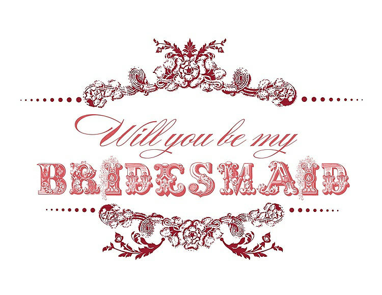 Front View - Barcelona & Perfect Coral Will You Be My Bridesmaid Card - Vintage