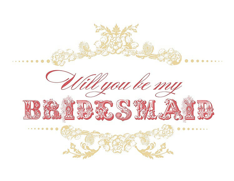 Front View - Buttercup & Perfect Coral Will You Be My Bridesmaid Card - Vintage