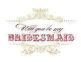 Front View Thumbnail - Buttercup & Perfect Coral Will You Be My Bridesmaid Card - Vintage