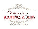 Front View Thumbnail - Cameo & Perfect Coral Will You Be My Bridesmaid Card - Vintage