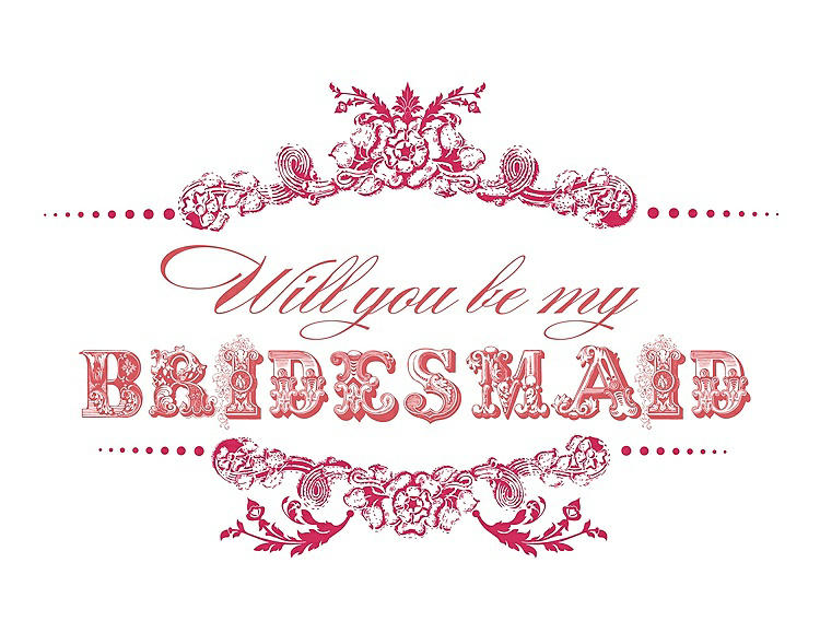 Front View - Pantone Honeysuckle & Perfect Coral Will You Be My Bridesmaid Card - Vintage