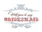 Front View Thumbnail - Cloudy & Perfect Coral Will You Be My Bridesmaid Card - Vintage
