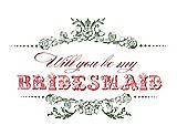Front View Thumbnail - Clover & Perfect Coral Will You Be My Bridesmaid Card - Vintage