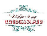 Front View Thumbnail - Capri & Perfect Coral Will You Be My Bridesmaid Card - Vintage
