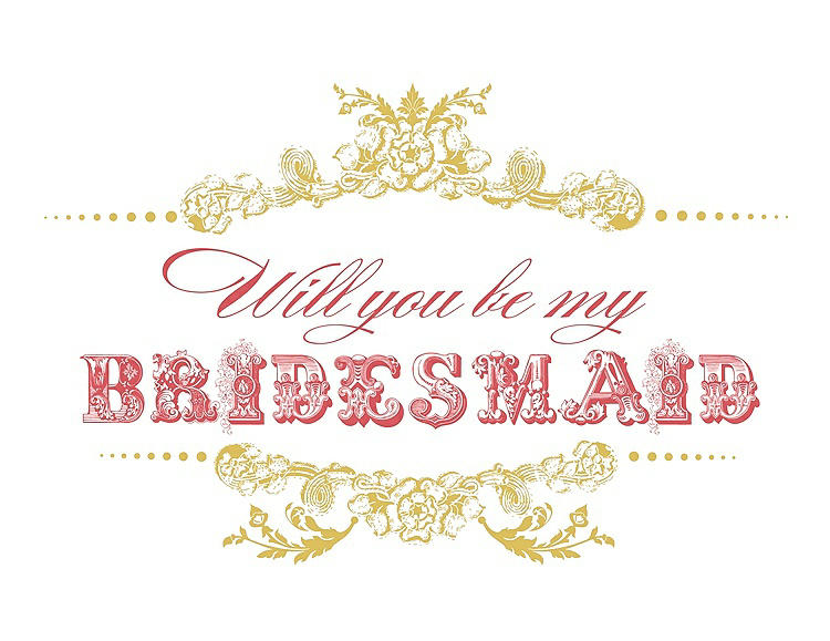 Front View - Daffodil & Perfect Coral Will You Be My Bridesmaid Card - Vintage