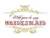Front View Thumbnail - Daffodil & Perfect Coral Will You Be My Bridesmaid Card - Vintage