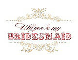 Front View Thumbnail - Ice Yellow & Perfect Coral Will You Be My Bridesmaid Card - Vintage