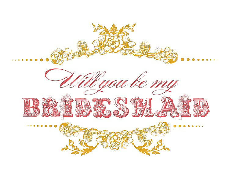 Front View - Mango & Perfect Coral Will You Be My Bridesmaid Card - Vintage