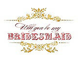 Front View Thumbnail - Mango & Perfect Coral Will You Be My Bridesmaid Card - Vintage