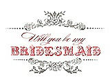 Front View Thumbnail - Mocha & Perfect Coral Will You Be My Bridesmaid Card - Vintage