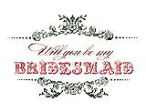 Front View Thumbnail - Moss & Perfect Coral Will You Be My Bridesmaid Card - Vintage