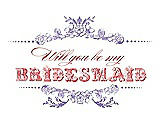 Front View Thumbnail - Pansy & Perfect Coral Will You Be My Bridesmaid Card - Vintage