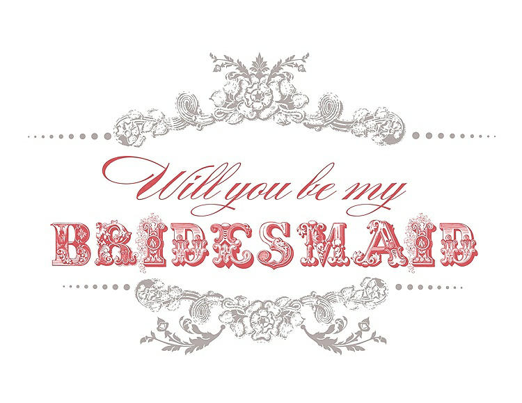 Front View - Pebble Beach & Perfect Coral Will You Be My Bridesmaid Card - Vintage