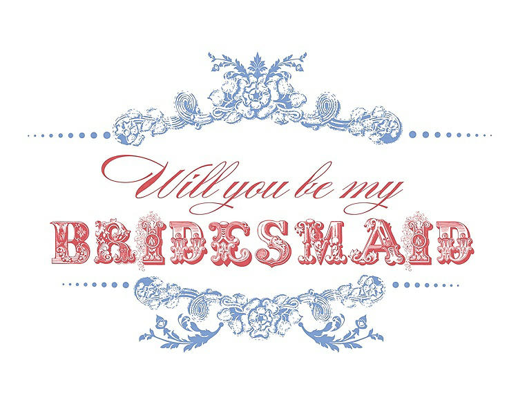 Front View - Periwinkle - PANTONE Serenity & Perfect Coral Will You Be My Bridesmaid Card - Vintage