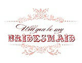 Front View Thumbnail - Primrose & Perfect Coral Will You Be My Bridesmaid Card - Vintage