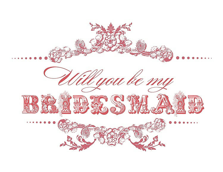 Front View - Papaya & Perfect Coral Will You Be My Bridesmaid Card - Vintage
