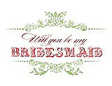 Front View Thumbnail - Pistachio & Perfect Coral Will You Be My Bridesmaid Card - Vintage