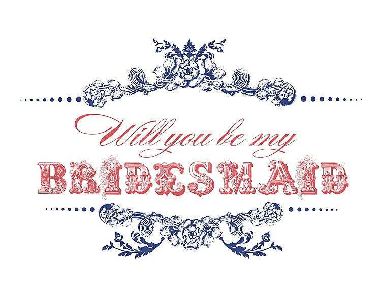 Front View - Sailor & Perfect Coral Will You Be My Bridesmaid Card - Vintage