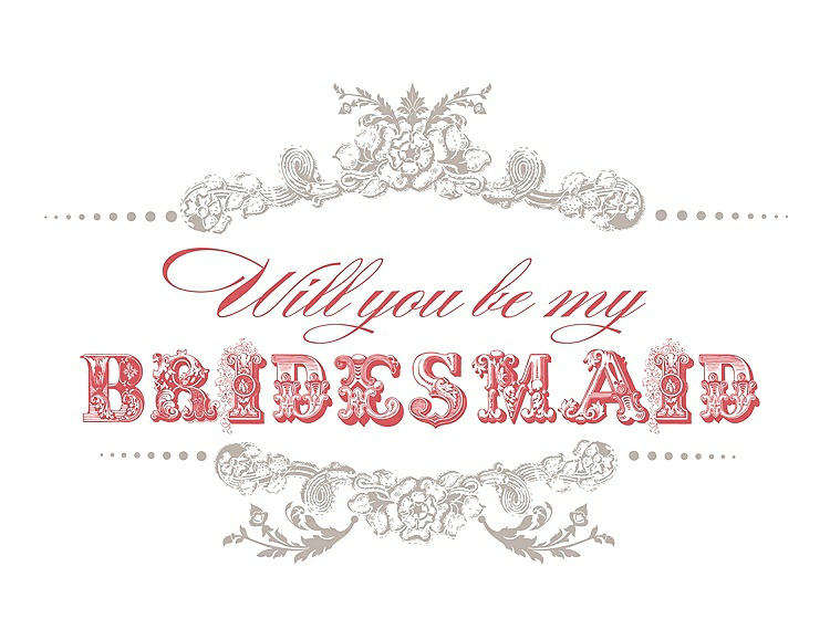 Front View - Sand & Perfect Coral Will You Be My Bridesmaid Card - Vintage